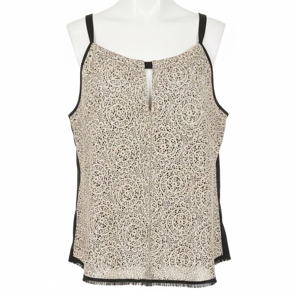 Italian Leather Cami Tank Top Floral Paisley LaserCut Boho Western Moto Sz M